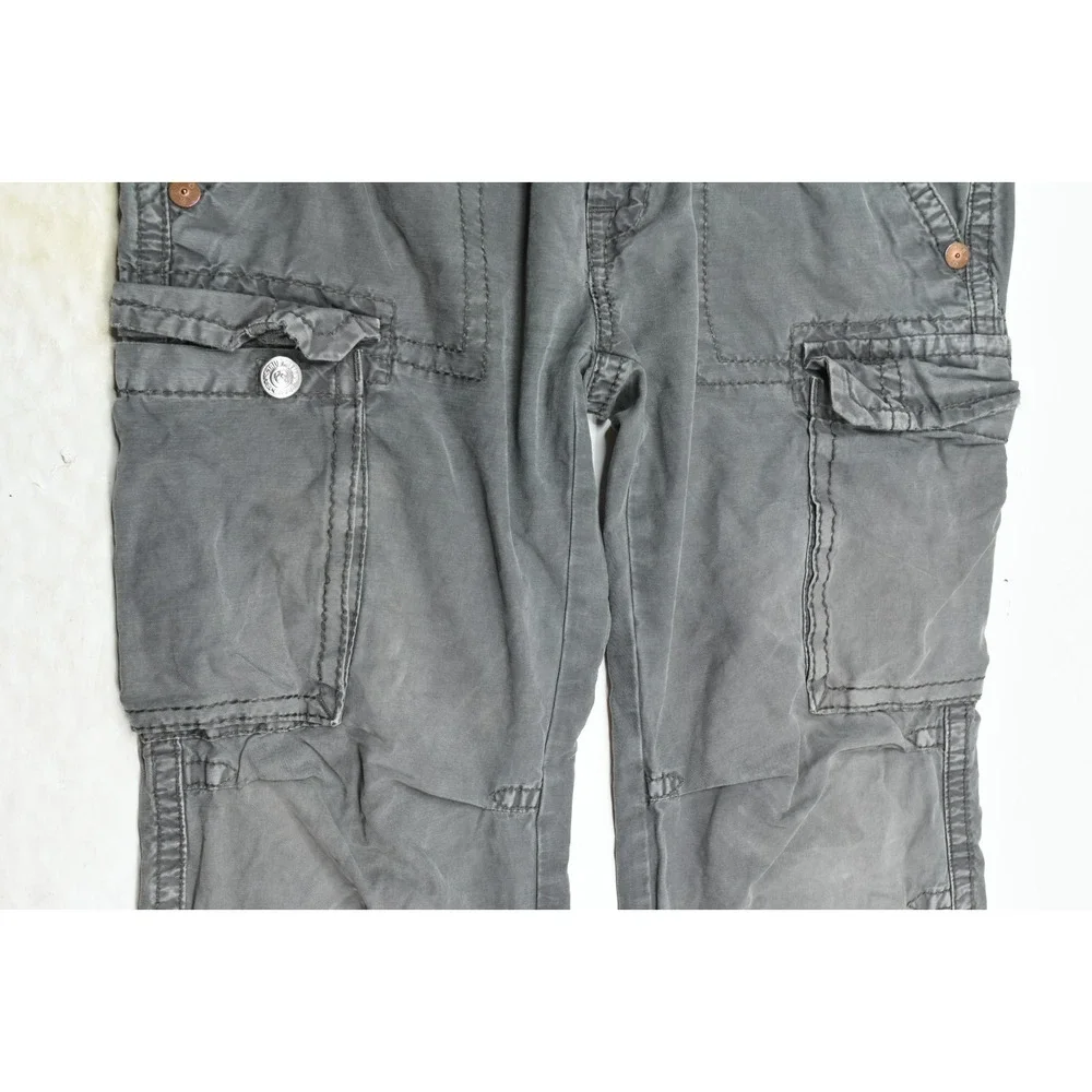 Vintage True Religion Cargo Pants Mens 40 Gray Cotton Relaxed Fit Striaght Y2K